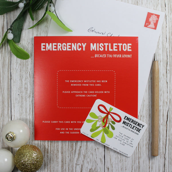 Funny Emergency Mistletoe Christmas Card