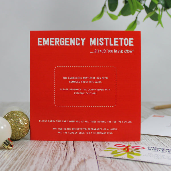 Funny Emergency Mistletoe Christmas Card