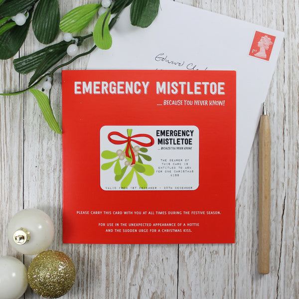 Funny Emergency Mistletoe Christmas Card