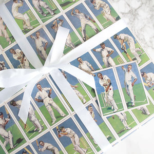 Vintage cricketer gift wrapping paper by Wit and Wisdom UK